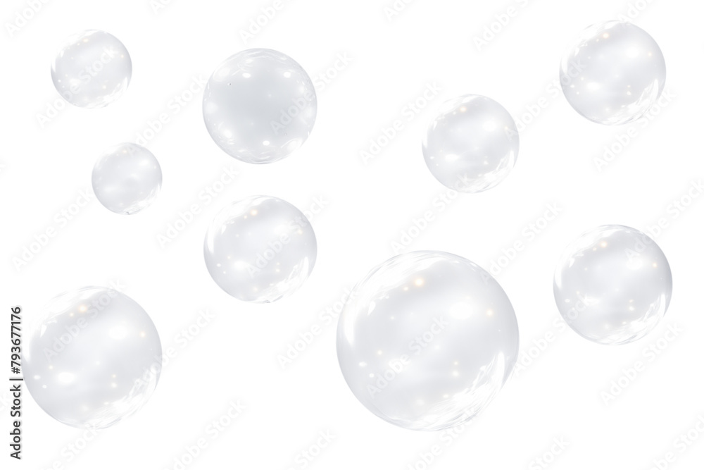 Set of soap bubbles isolated on transparent background. Set of soap bubbles isolated on transparent background.