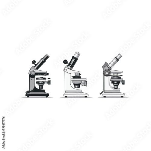 Microscope   Minimalist and Simple set of 3 Line White background - Vector illustration