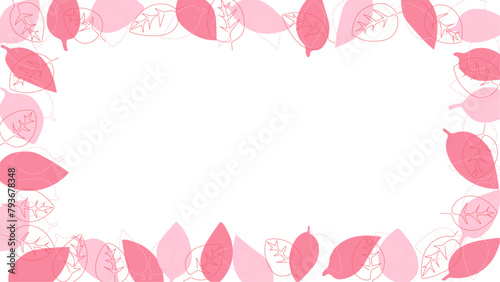 Wallpaper Mural かわいいピンク色の葉っぱフレーム　16：9 Torontodigital.ca