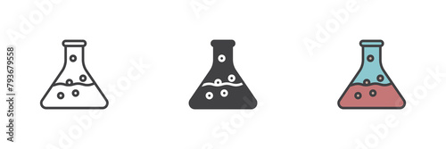Chemical flask different style icon set