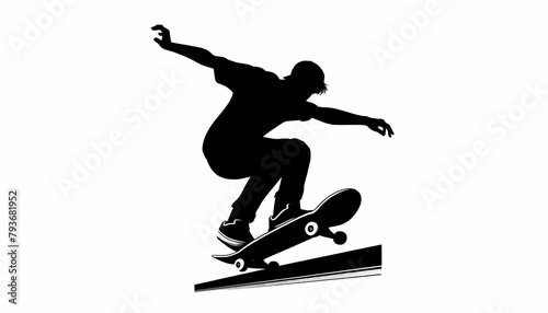 Boy having fun playing skateboard 
