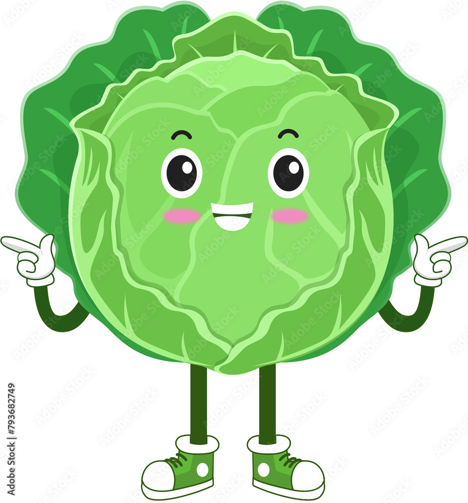Fototapeta premium cute vegetable. cabbage cartoon character