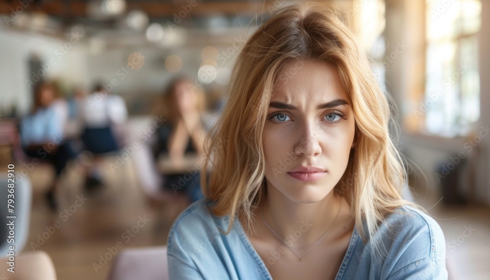 a woman is sitting in a chair with her arms crossed and looking at the camera a woman is sitting in a chair with her arms crossed and looking at the camera
