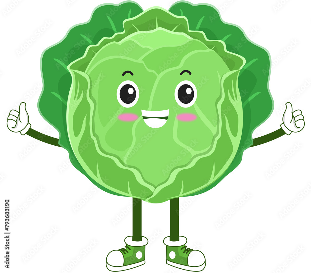 Fototapeta premium cute vegetable. cabbage cartoon character