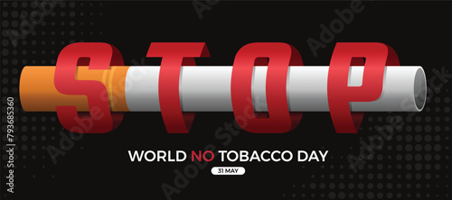 World no tobacco day - Red STOP letter cross cigarette on dot black texture background vector design