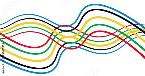Olympic games straight lines, Olympic color ring, game line, modern, design vector illustration.