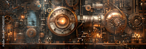 Steampunk background with steam and gears