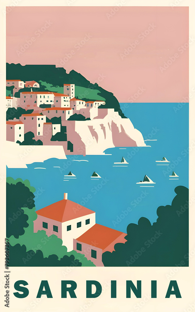 Vintage Sardinia Poster Design | Italy