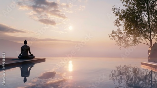 A serene and peaceful 3D scene depicting the importance of mindfulness and meditation  AI generated illustration © ArtStage