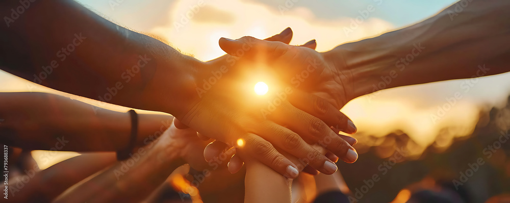 Hand Held Out For Help Unity Giving a helping hand concept of unity, teamwork and charity with ...