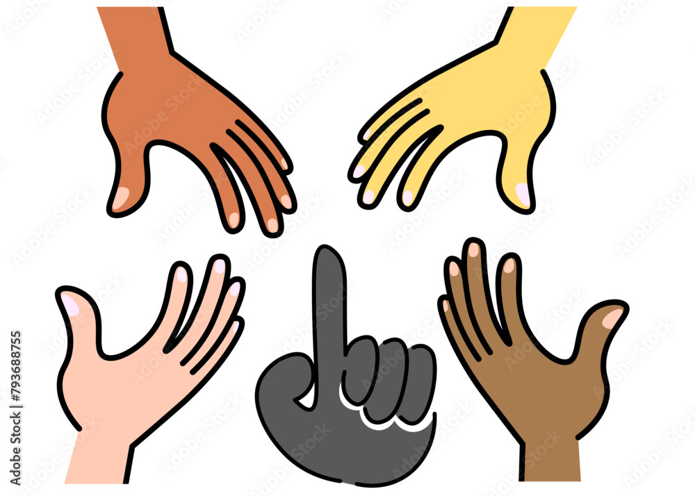 set hands symbol of humanity in vector in flat style. illustration for design, logo, sticker, poster, print set hands symbol of humanity in vector in flat style. illustration for design, logo, sticker, poster, print