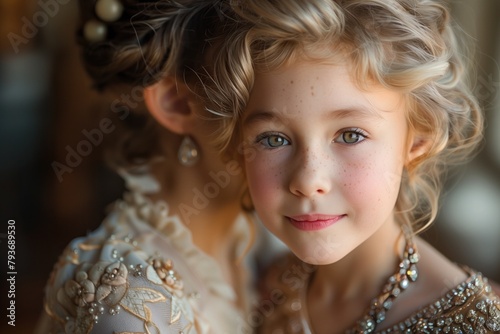 A grandmother passes down a cherished diamond heirloom to her granddaughter, sharing the story behind the precious piece of jewelry and imparting wisdom about family heritage and tradition