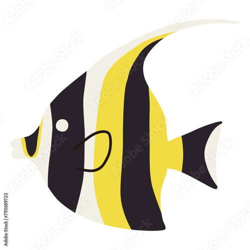 かわいいツノダシのベクターイラスト。魚、アイコン、海、水族館