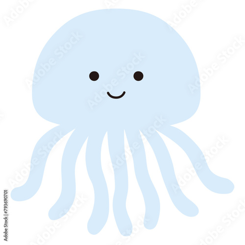 かわいいクラゲのベクターイラスト。アイコン、海、水族館