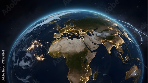 Satellite web data network  global connectivity  low-orbit regional geopolitics  5G telecommunications  and world space