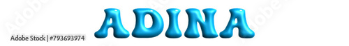 Adina - light blue color - name - three-dimensional effect tubular writing - Vector graphics - Word for presentations, greetsabrinaings, banners, card, prints, cricut, silhouette, sublimation
