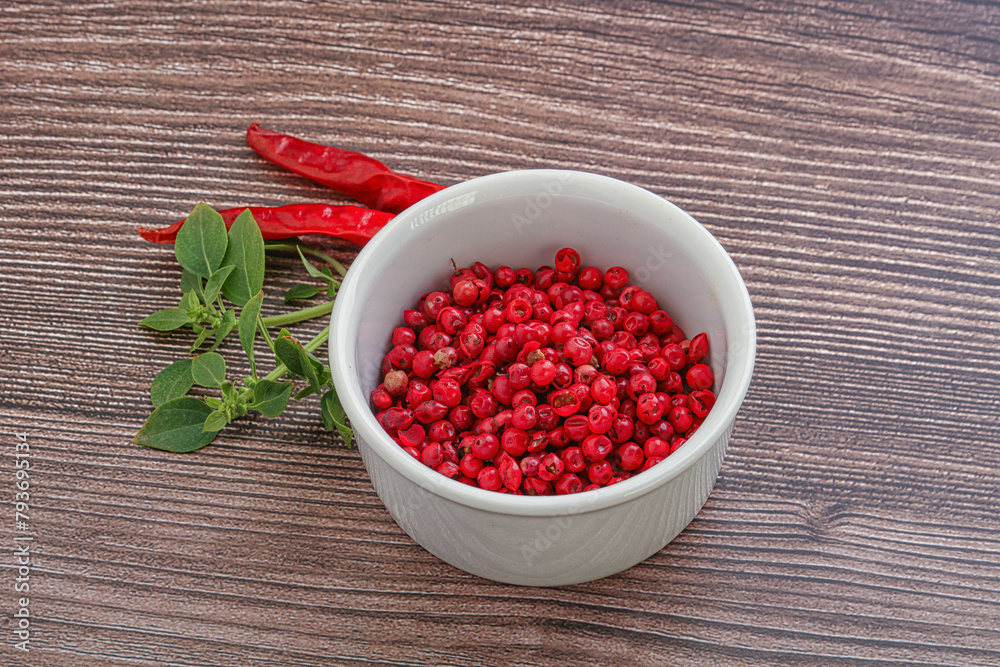 Red pepper seeds in the bowl Red pepper seeds in the bowl