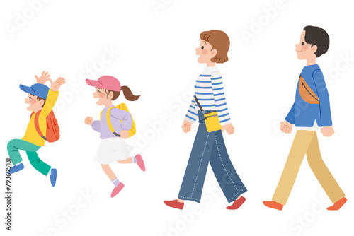 旅行に行く家族