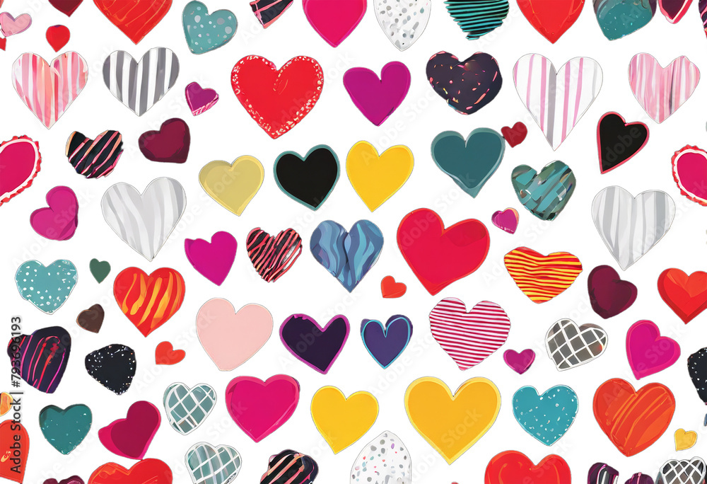 seamless pattern with stripped colorful hearts