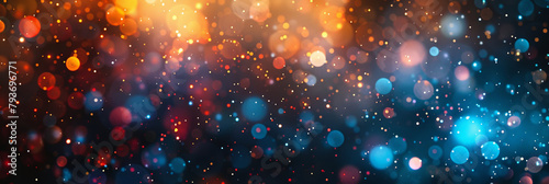 a blue yellow red green gold background with stars. Suitable for celestial, festive, or glamorous design , holiday-themed graphics.glitter lights. de focused. banner.bokeh blur circle   © Planetz