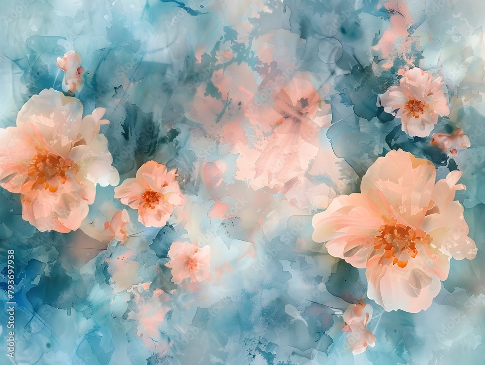 Soft and Dreamy Floral Watercolor Painting Composition