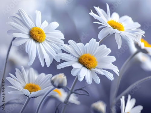 Vibrant White Daisies in Pastoral Meadow During Peaceful Summer