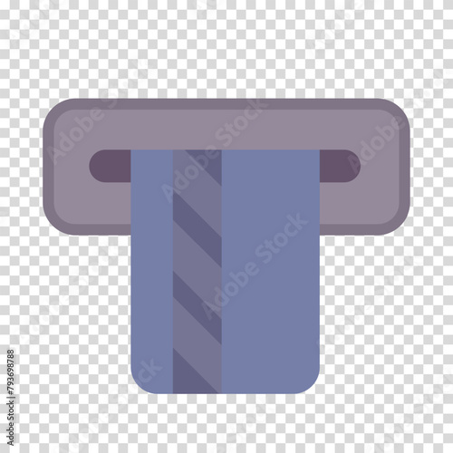 Plastic bank card makes payments, replenishes balance, finance, business, flat design, simple image, cartoon style. Money withdrawal concept. Vector line icon for business and advertising