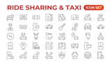 Set of car-sharing Icons. Simple line art style icons pack. Vector illustration.Car and rent simple minimal thin icons. Related car rent, repair, transport, and travel. Editable stroke. illustration.