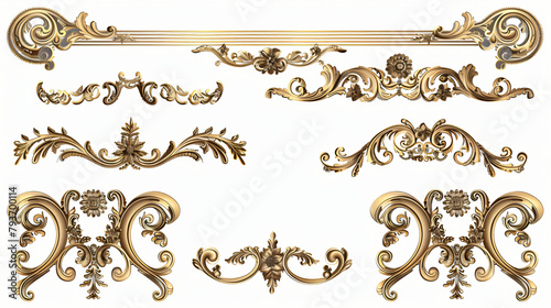 Set of golden decorative elements. Frames. borders  © khan