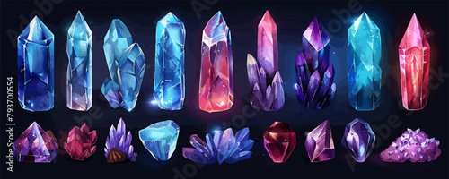 A collection of colorful crystals and rocks, including blue, purple