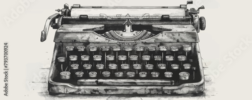 A vintage typewriter with a black and white background