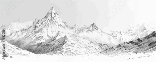 Mountains hand drawn sketch illustration Beautiful nature