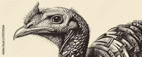 turkey Engraving style. Simple pencil drawing. vector simple illustration