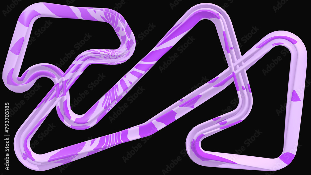 Abstract purple race track against a black background, 3D rendering