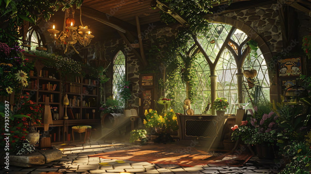 Spectacular picture of interior of a fantasy medieval