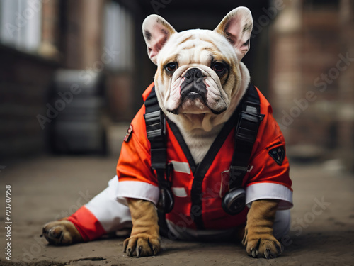 dog bulldog rescue doctor AI generated