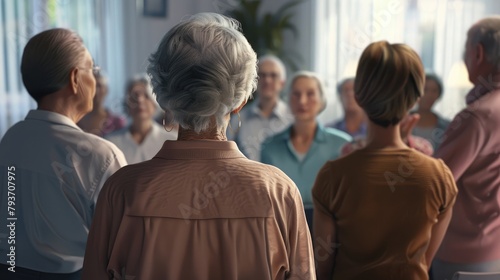 A group of patients standing in front of a support group, with the strength and resilience of those living with thyroid disorders on display. photo