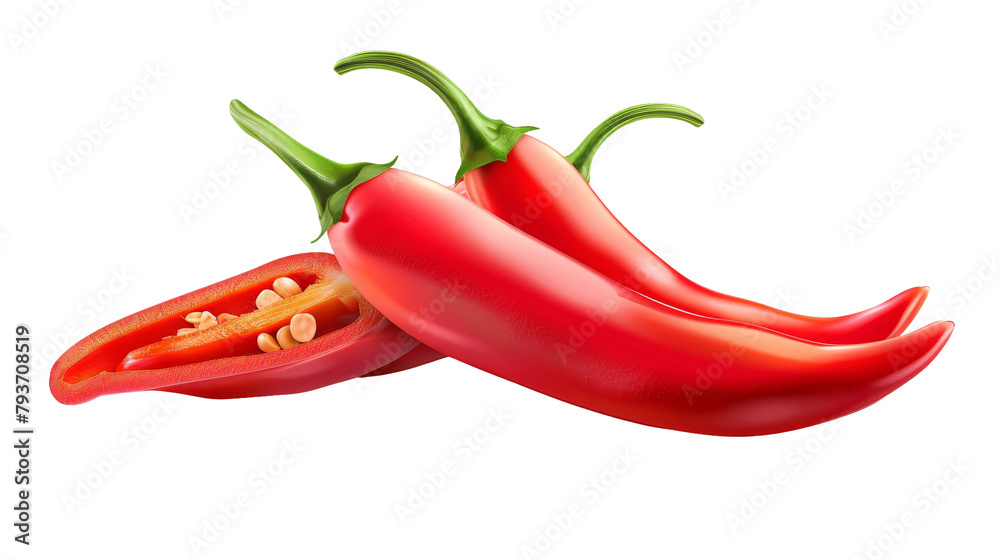 Chilli sliced on the transparent background, PNG Format