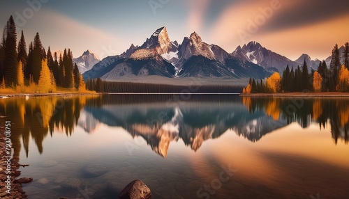 "Teton Tranquility: Majestic Mountains Reflected in Lake Serenity" 
