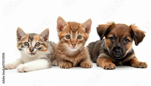 Various cats and dogs in studio shot on white background with plenty of space for text and design © Ilja