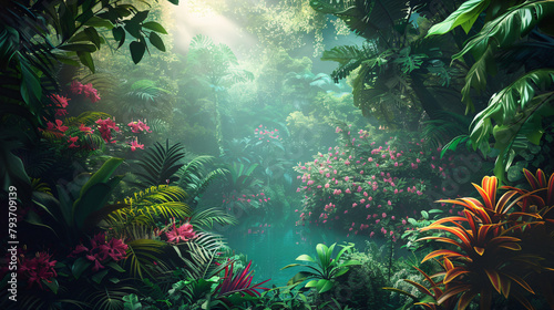 Surreal fantasy dreamland garden lush vegetation 