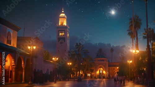 video view of Koutoubia Mosque at night photo