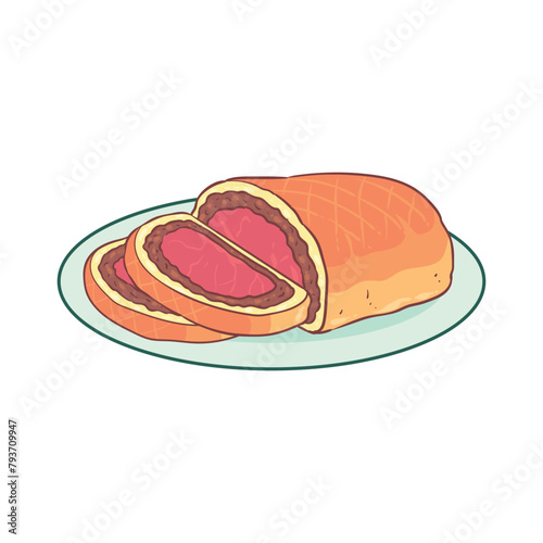 Fototapeta Naklejka Na Ścianę i Meble -  beef wellington food illustration