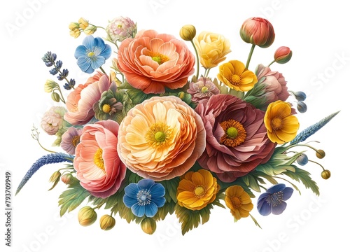 Image of Persian Buttercup Flowers photo