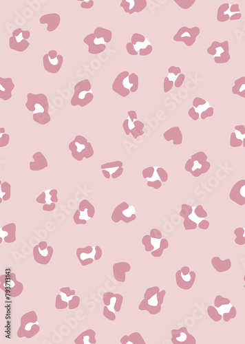 Pastel pink colorful seamless leopard print background. Wild exotic animal print design.  wallpaper.