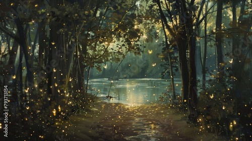 Delicate firefly scenes transporting viewers to enchanted forests filled with twinkling lights on white