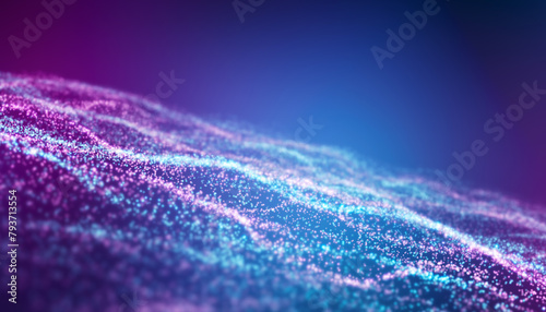 Illustation of blue and pink light shine particles bokeh over blue and pink background - abstract particles background.