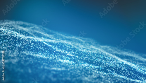 Illustation of blue light shine particles bokeh over blue background - abstract particles background.