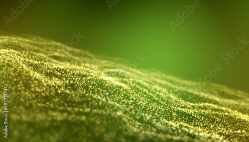 Illustation of golden light shine particles bokeh over green and yellow background - abstract particles background.