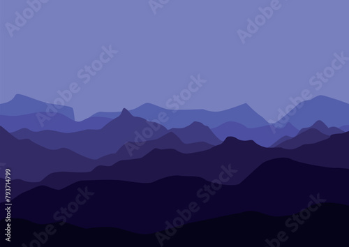 Fototapeta Naklejka Na Ścianę i Meble -  Mountains landscape panorama. Vector illustration in flat style.